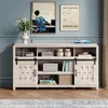 Farmhouse TV Stand for 65 Inch TV, Tall Highboy Entertainment Center with Sliding Barn Door, Rustic Media Console 5