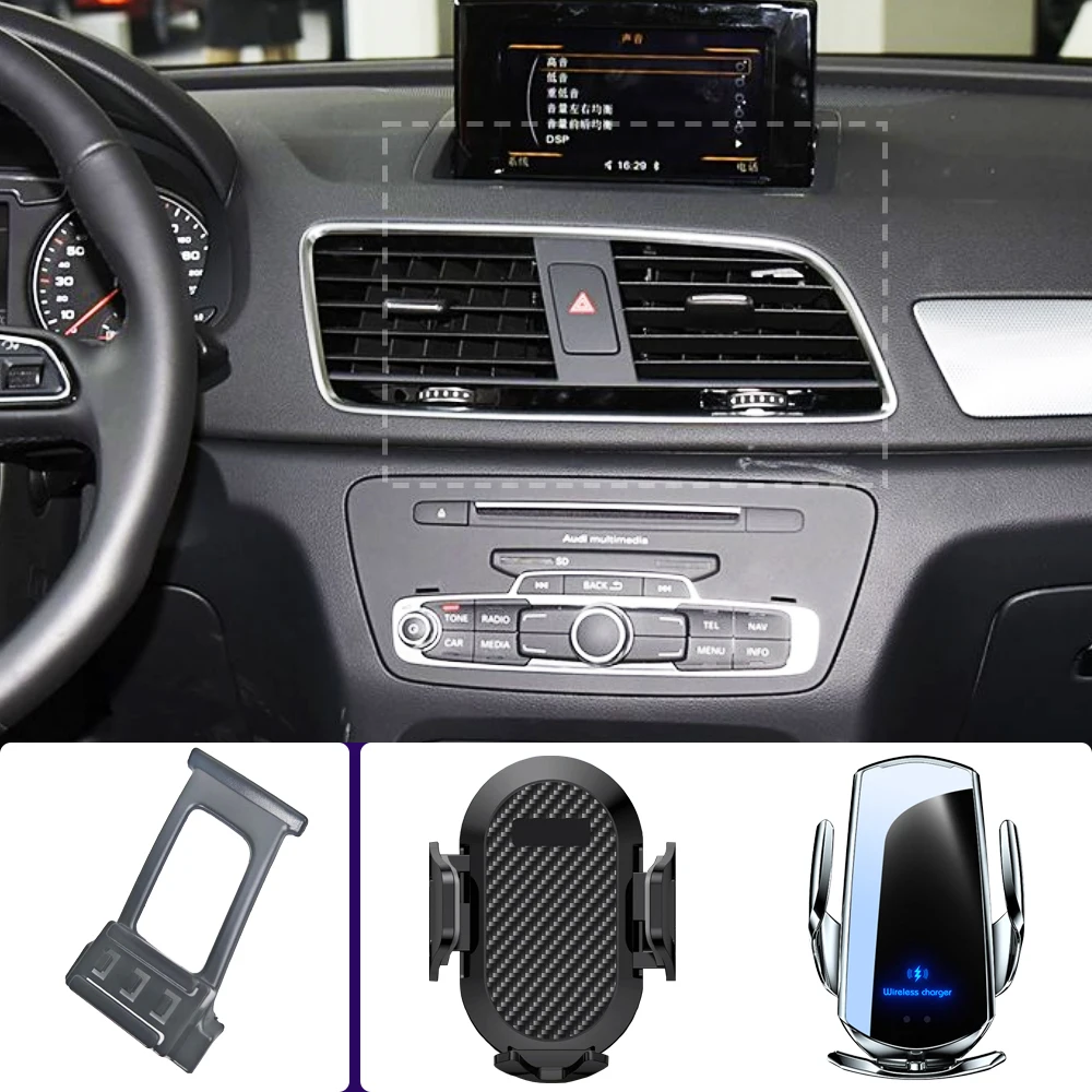 Support De Téléphone Pour Voiture - Spécial Audi Q3 (2013-2018) - Fixation Sur Aération - Noir - Neuf
