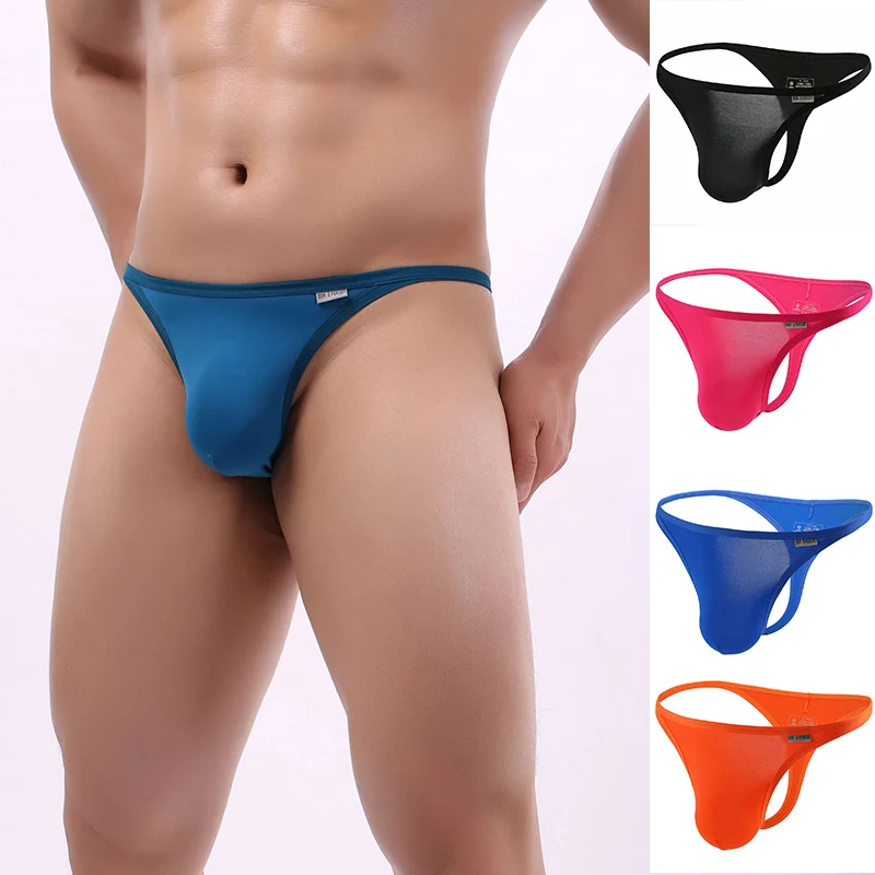Tangas finos de tiro bajo para hombre, ropa interior Sexy convexa en U