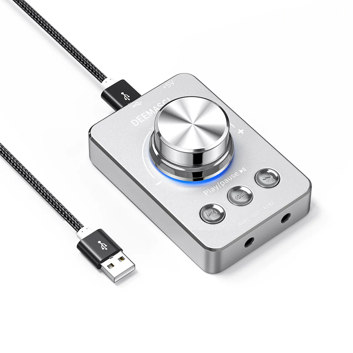 

Ручка регулировки громкости DEEMASCI USB с поворотной регулировкой громкости и воспроизведением USB-диска, мультимедийный контроллер с управлением звуком ПК