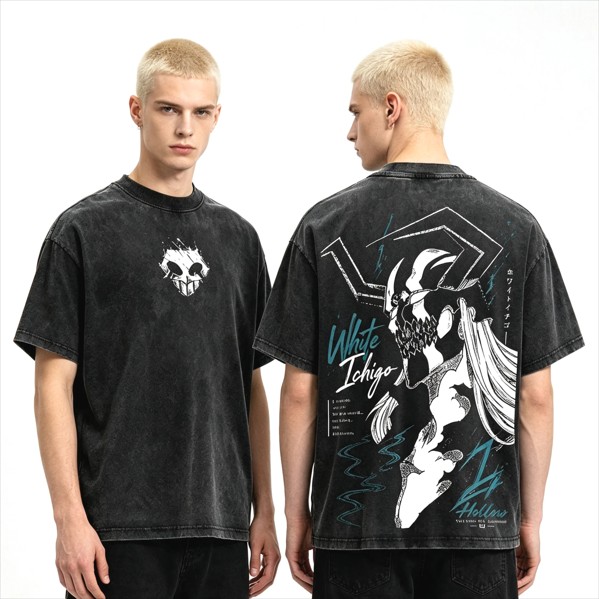 Sommer-Ausverkauf Anime Kurosaki Ichigo Yhwach BLEACH Grafik Doppelseitig Bedrucktes T-Shirt Y2K Unisex Lässiges Oversized Rundhals-T-Shirt