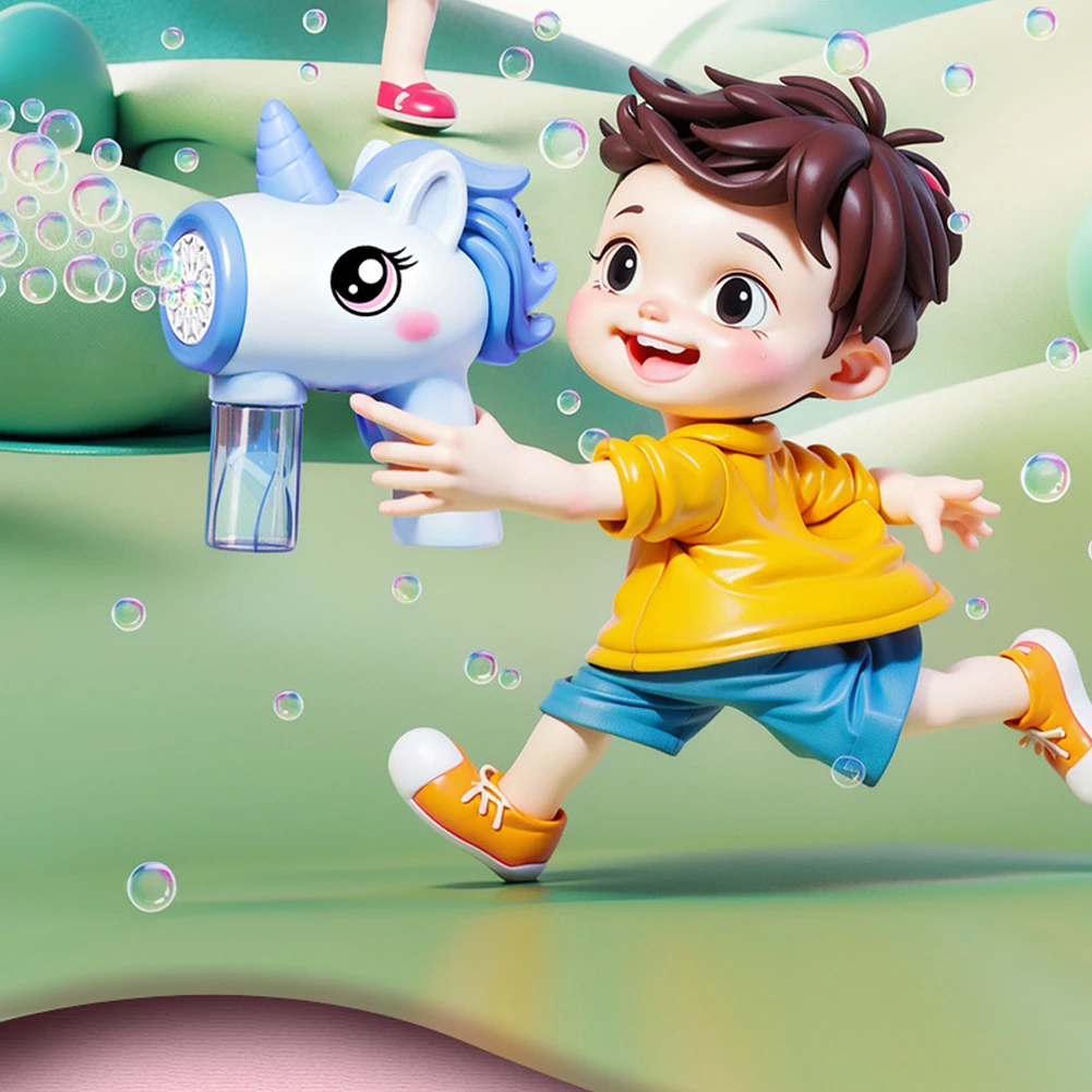 Unicorn Electric Bubble Gun Toy with Light Bubble Machine Gun Maker Birthday Gifts for 3 4 5 6 Years Old Boys Girls