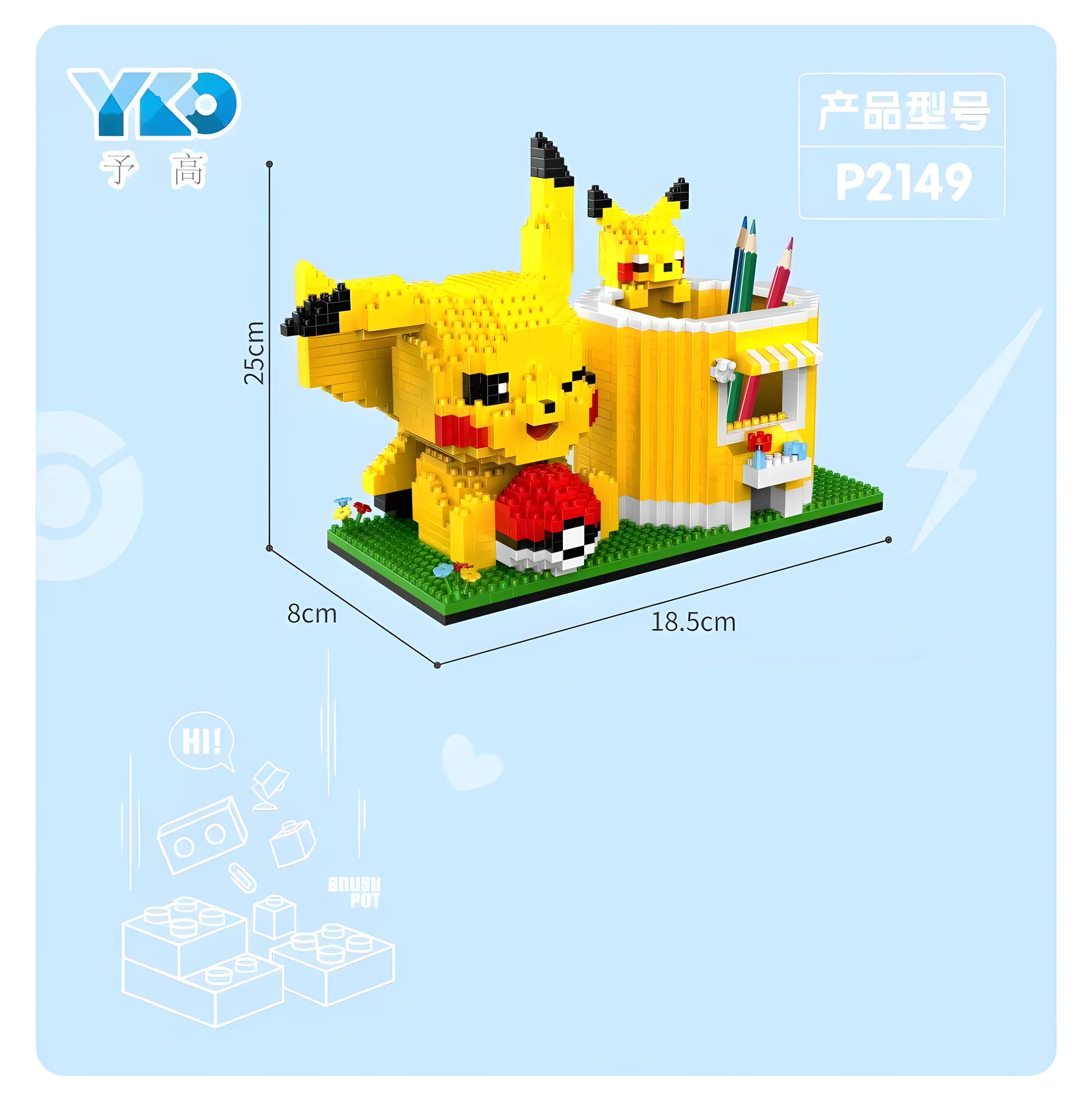2 In1 Disney Stitch lega Building Blocks Pencil Holder Toy Pokemon Pikachu lega Blocks Cartoon Character Toys Children Gifts building blocks toys
