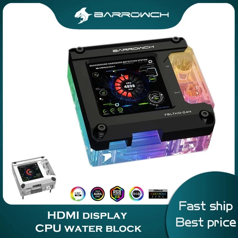 Barrowch Mini Itx Case Cpu Aio Water Block With Hdmi Display 1440