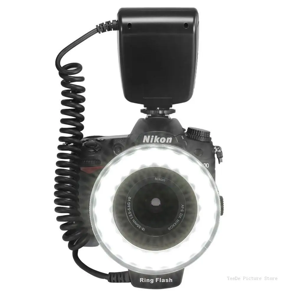 RF-550D 매크로 LED 링 플래시, 캐논 니콘 펜탁스 올림푸스 DSLR 카메라 플래시 매크로 사진 도구, 8 어댑터 링 포함