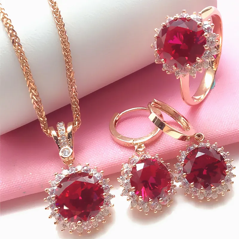 

New Luxury 585 Purple Gold Plated 14K Rose Gold Inlaid Ruby Rings for Women Opening Adjustable Creative Fine Jewelry