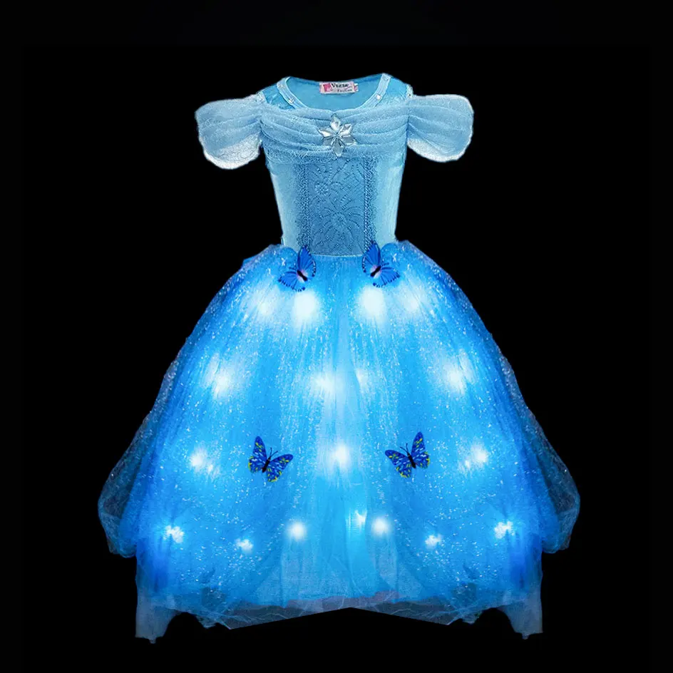 IZKIZF Girls Cinderella Princess Costume – Butterfly & Crystal Dress, Off-Shoulder With Zipper, Multi-Layer Tulle, Party Outfit