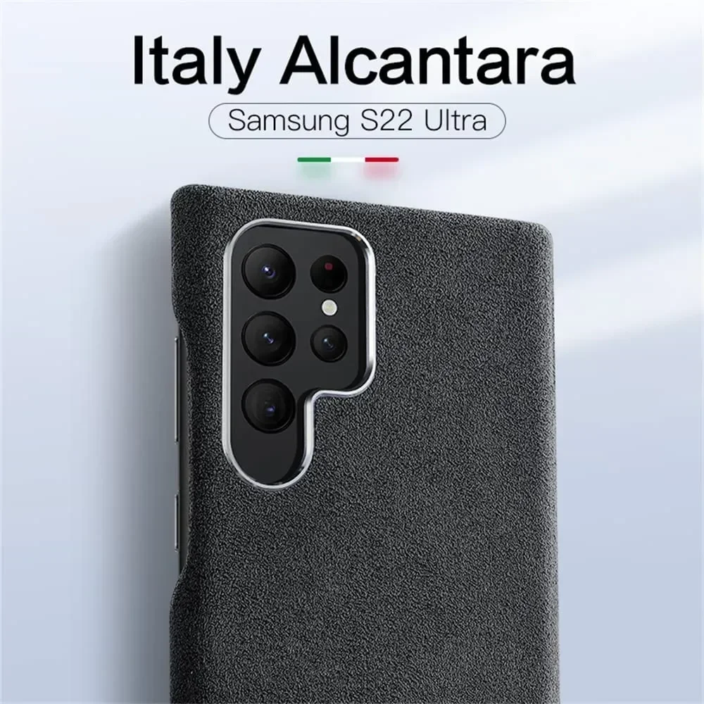 Genuine Alcantara Leather Phone Case for Samsung Galaxy S24 S23 Ultra S22 Plus  S20 Premium Supercar Turn Fur  Back Cover