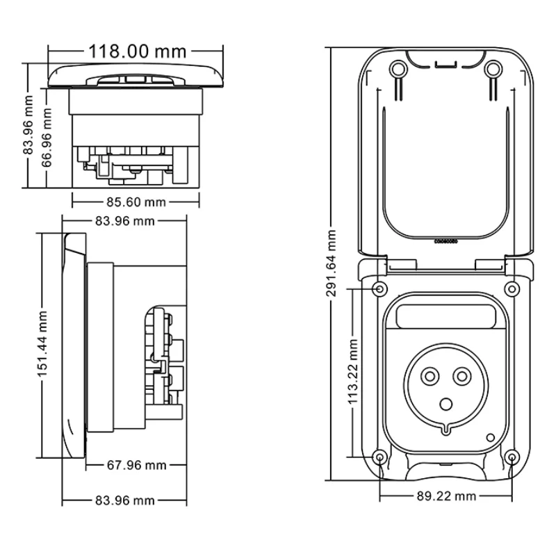 TYCRUCTWIES-Prise de courant étanche pour camping-car, accessoires de  caravane, 220V-240V, 16A, crochet affleurant externe