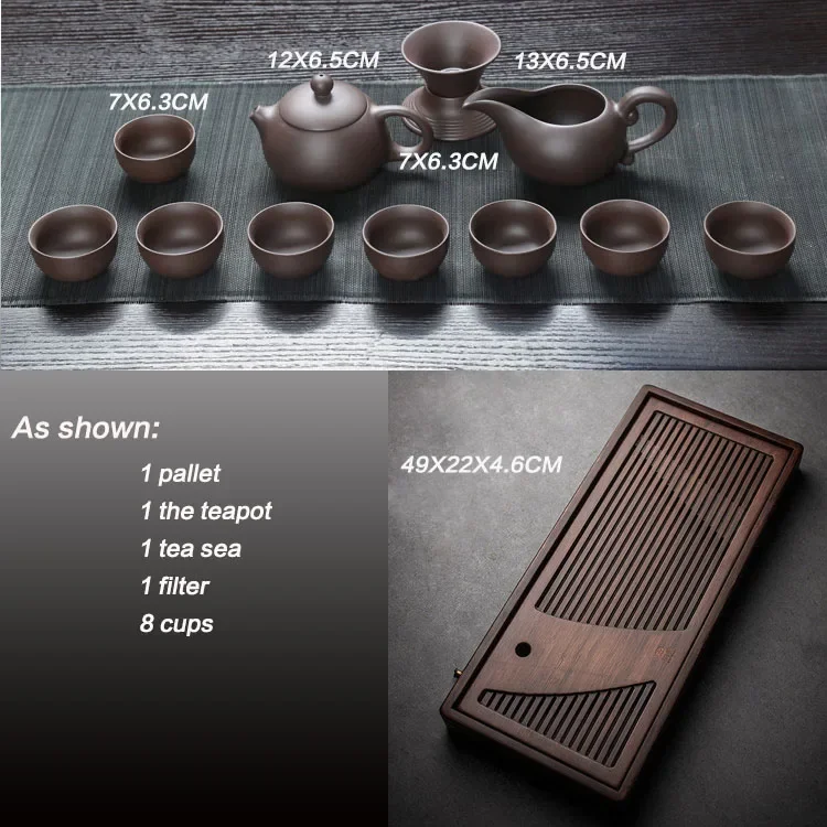 Tea Set Chinese Teaset Yixing Ceramic Kungfu Tea Sets 26pcs Solid Wood Tray Kungfu Set Service