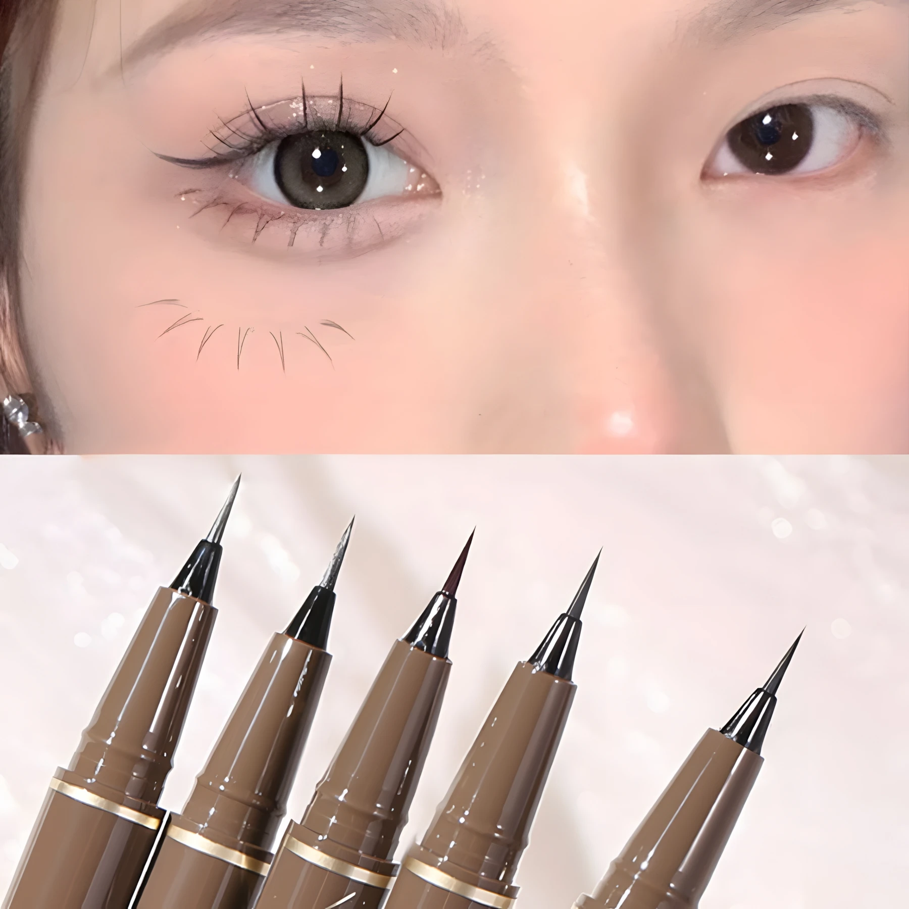 0.01mm Ultra Slender Liquid Eyeliner Pen, Extra Slim Eyebrows Pen Waterproof Professional Sweat Proof Liquid Eye Brow Pencil Lon 4