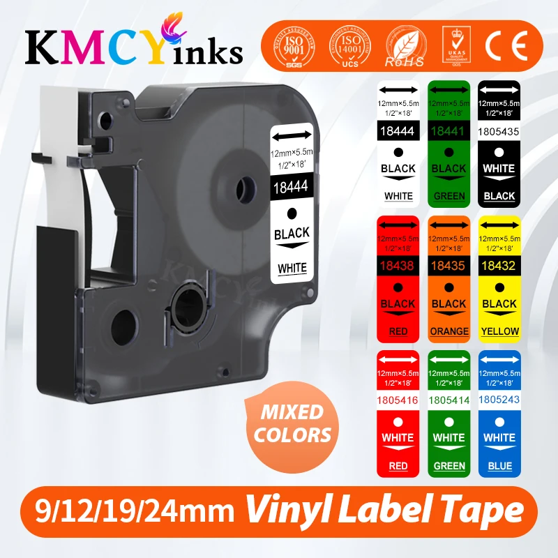 Kmcyink 18432 18435 18438 18444 Compatibile Per Etichette In Vinile Colorato Dymo Rhino Nastro Per Dymo Rhino 4200 5000 5200 Etichettatrice