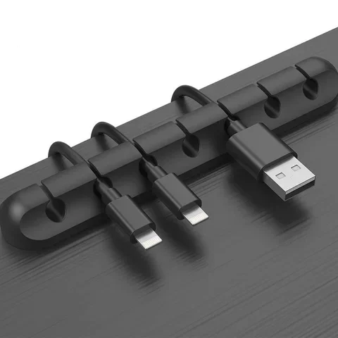 USB 케이블 와인더 실리콘 케이블 정리함, 데스크탑 깔끔한 관리 클립 케이블 거치대, 마우스 헤드폰 와이어 정리함