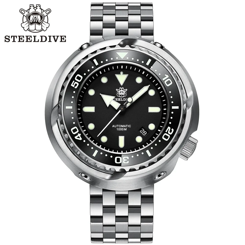 Steeldive SD1978 스테인리스 스틸 케이스, 1000m 방수, 자동 참치 다이빙 시계, 53.6mm 특대, NH35, 신상