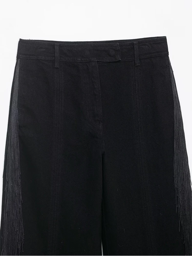 Casual Loose Pants Women High Waist Straight Trousers Female 2026 Spring Autumn Fashion Tassel Elegant Lady Streetwear Pants  ﻿