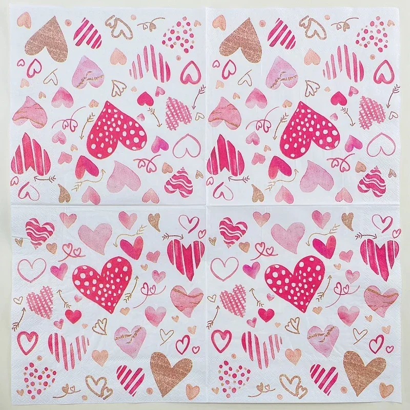 Heart Printed Napkins Hotel Restaurant Wedding Pink Love Square Mouth Cloth Valentine's Coloured Paper Towels Party Decorations