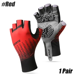 Unisex Half Finger Sports Cycling and Workout Gloves - M (Red)