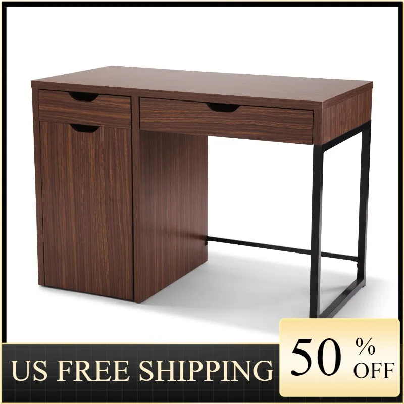 

Mainstays Perkins Desk with Metal Frame, Cocoa (File Cabinet Sold Separately)