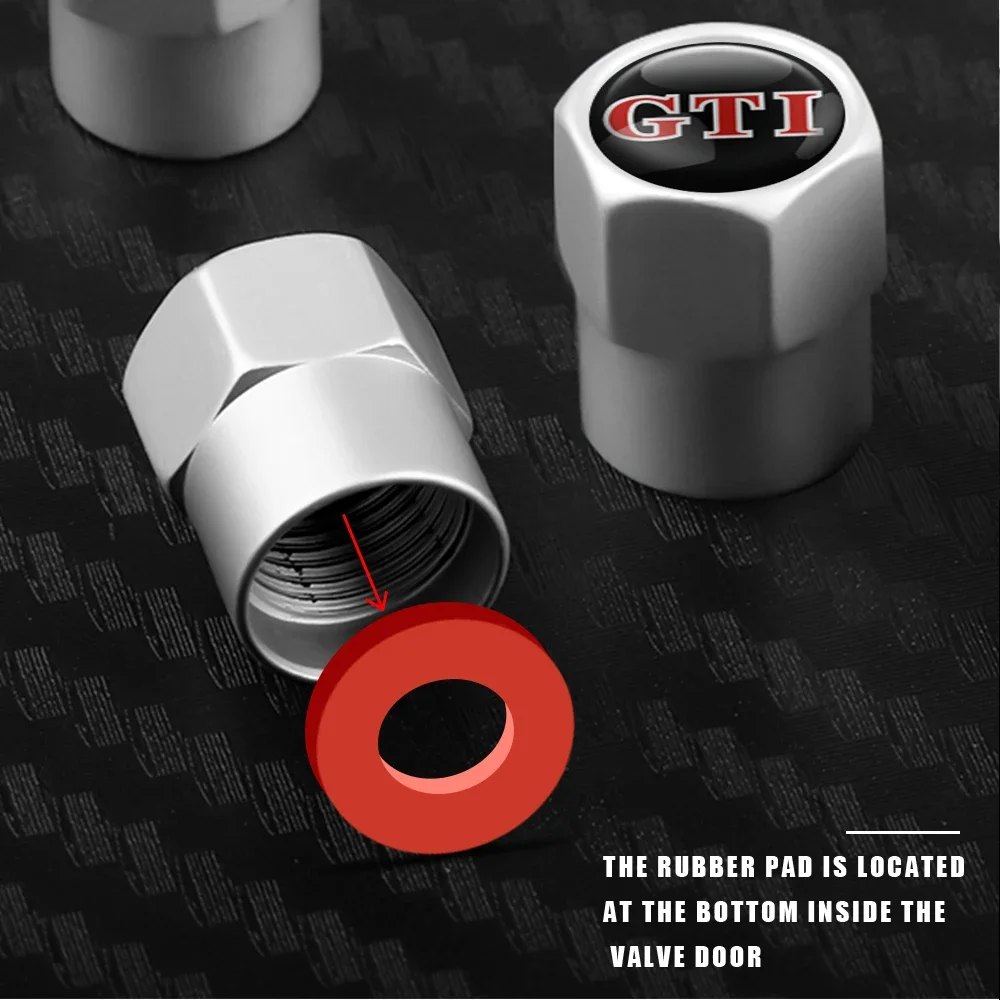 Tire Valve Caps 4Pcs Car Metal Wheel Tire Valve Stem Caps Rim Accessories For Volkswagen VW GTI R Golf 7 Polo Tiguan Passat Jetta Lavida Rline