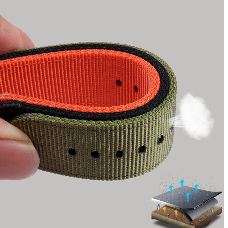 Premium Men's Nylon Watch Strap - 24x16mm, High-Quality Strap Accessory