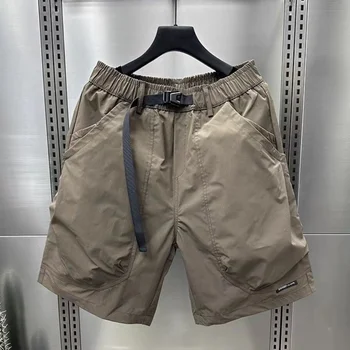 2024 Men's Large Pocket Waistband Work Shorts Summer Thin New Loose Straight Half Middle Pants 1