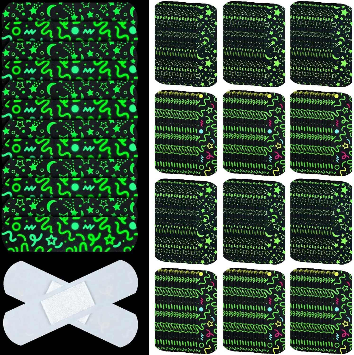 10pcs/set Children Kawaii Bandages Baby Luminous Band-aid Cute Cartoon Pattern Luminous Fluorescent Band-aid At Night Bandaid