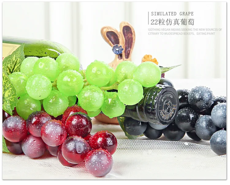 Artificial Fruits and Vegetables Artificial Grapes Real Touch Artificial Fruit Grapes Plastic Fake Leaves Christmas Home Garden Wedding Party Decoration Food Photography Props