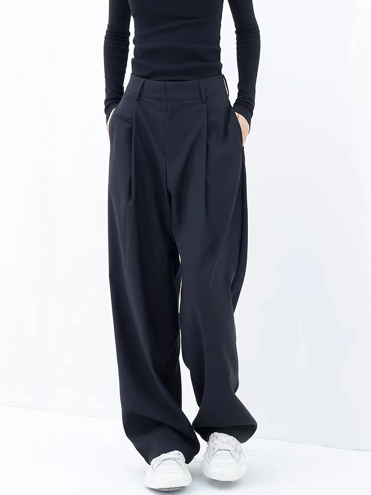 

Women's suit pants with a sense of niche design, slimming and drooping, wide leg pants, casual straight leg pants