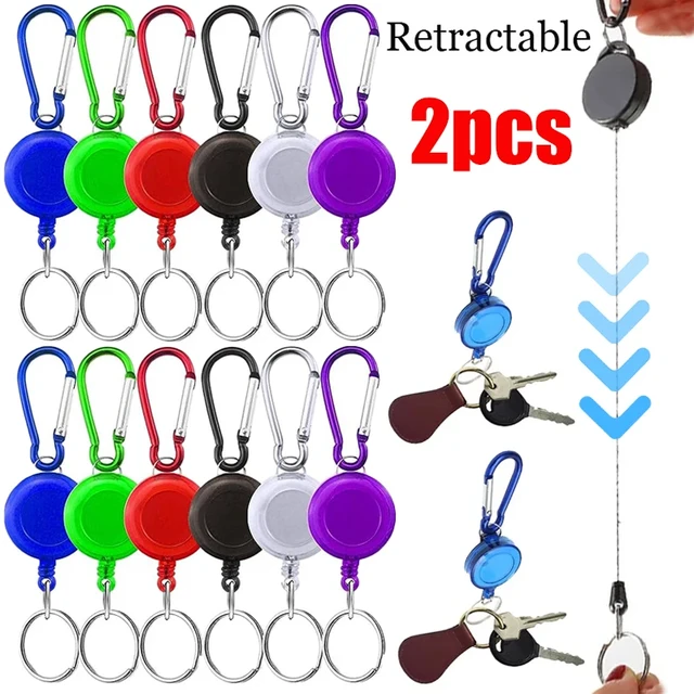 1/2pcs Colorful Retractable Pull Keychain Badge Reel ID Lanyard Name Tag  Card Holder Reels Recoil Belt Key Ring Chain Clips - AliExpress