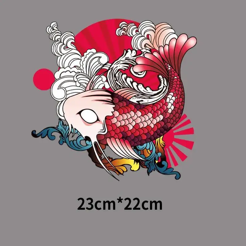 Mode Wellen Fisch Eisen Auf Patches Für DIY Wärme Transfer Kleidung T-shirt Thermische Transfer Aufkleber Dekoration Druck Große Größe – Detail 1