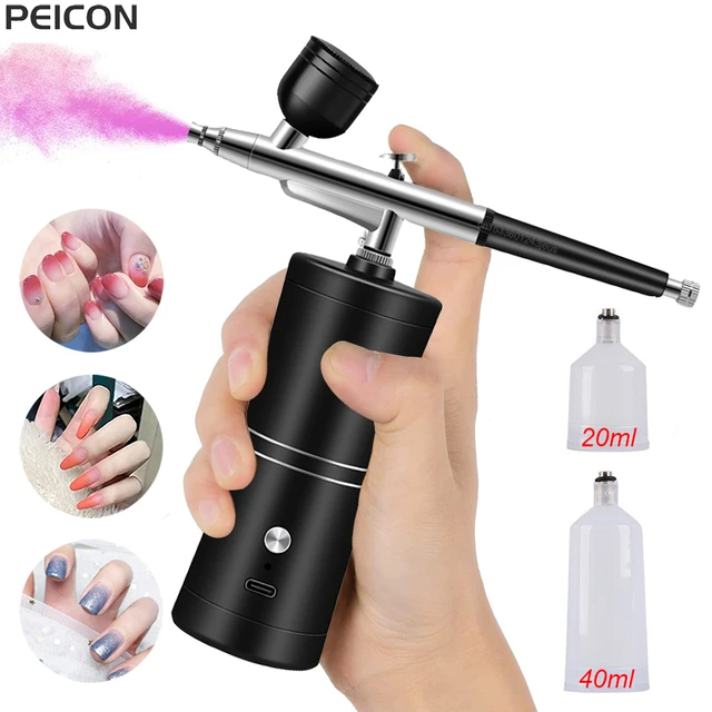 Aerógrafo portátil con compresor para uñas, aerógrafo para pintura de  pasteles, manualidades, arte de uñas - AliExpress