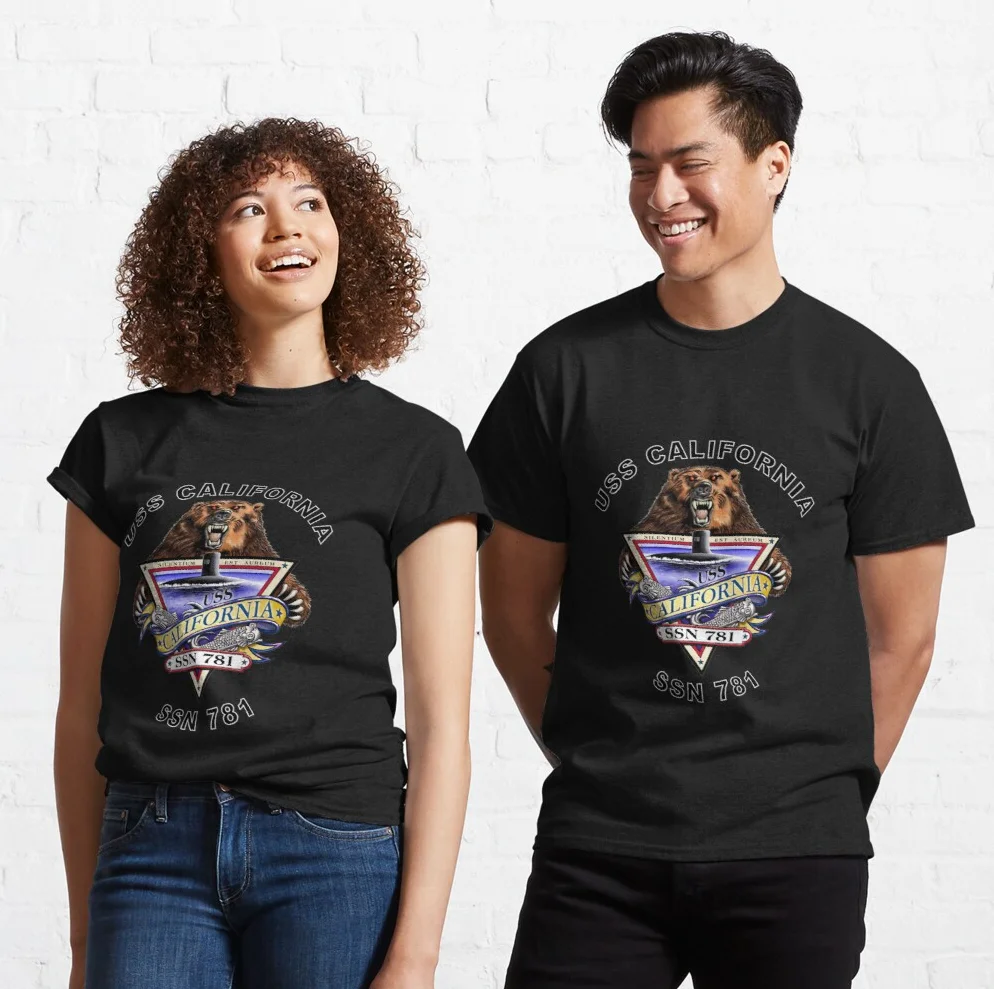 

Virginia-class USS California SSN-781 Attack Submarine Crest T Shirt New 100% Cotton Short Sleeve O-Neck T-shirt Casual Mens Top