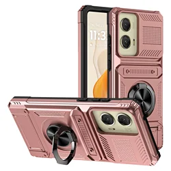 Versatile Wallet Case with Rotating Kickstand and Card Holder for Moto Edge 50 Ultra (Rose gold)