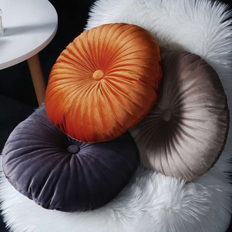 Nordic Candy Color Round Quilted Pumpkin Pillow Lumbar Pillow Floor Cushion Sofa Bay Window Pillow Cushion