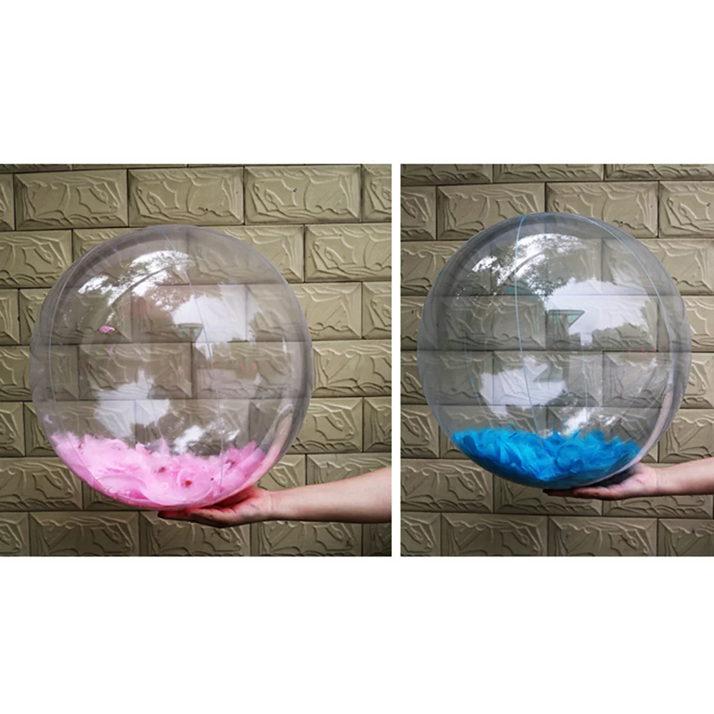 

Inflatable Ball Round Transparent Outdoor Indoor Water Playing Beach Ball (Pink, 40CM After Air Inflation, Contains A