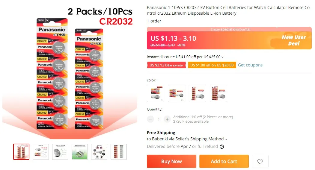 Panasonic 1-25Pcs CR2025 Button Cell Batteries For LED Lights Toys Watches Remote Control CR 2025 3V Lithium Dsposable Battery