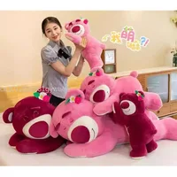 MINISO Cute Lying Strawberry Bear Doll Plush Toy Birthday Gift Doll for Girls as Valentine’s Day Gift 1