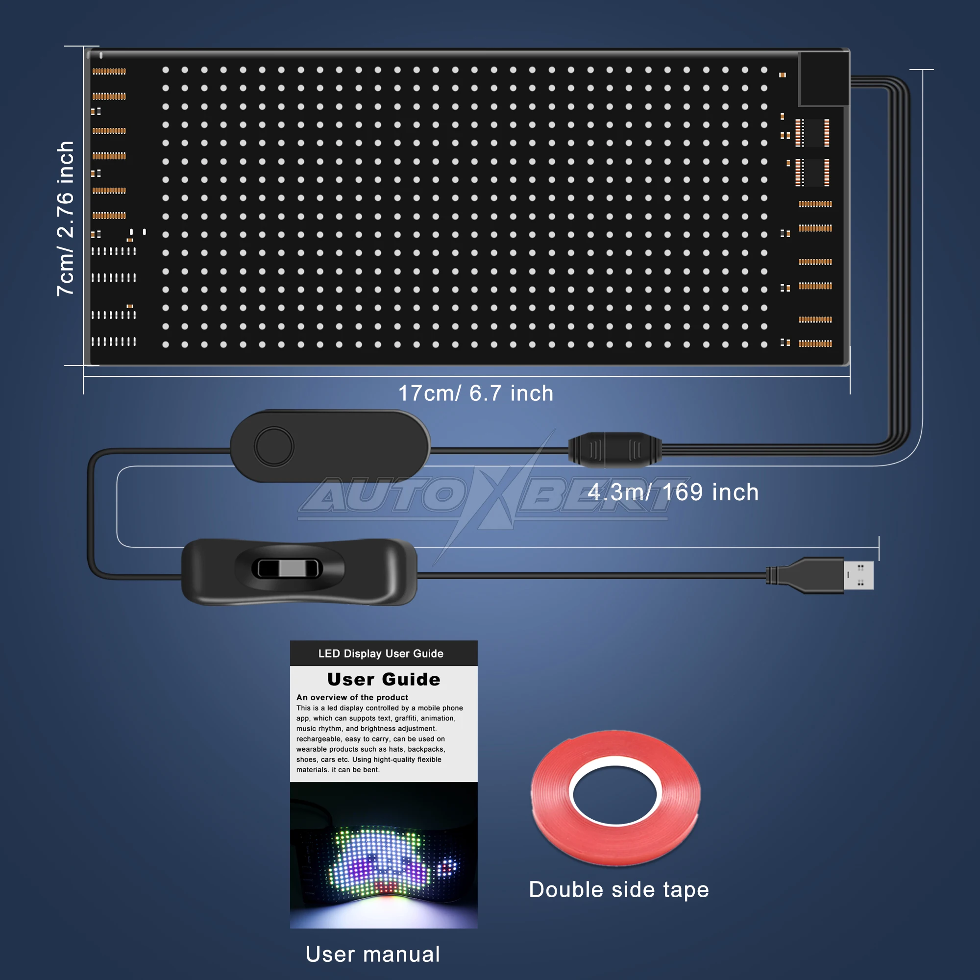 LED-Schild für Auto, Programmierbares, Flexibles LED-Matrix-Panel,  Bluetooth-APP-Steuerung, LED-Schild, Muster und Animationen, scrollendes LED -Schild für Auto, Geschäft, Party, Bar, Hotel, Konzert ( : :  Beleuchtung