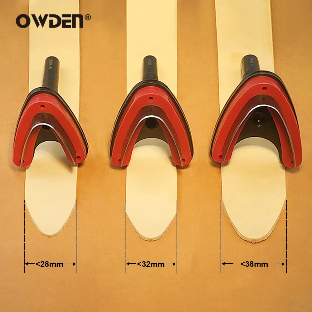 OWDEN 가죽 벨트 엔드 커터 펀치 세트, 날카로운 'V' 모양 커터 펀치 키트, 벨트 가죽 도구 키트, 3 개