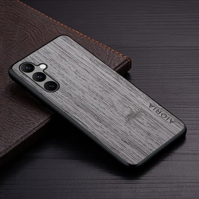 Luxury Bamboo Wood Pattern Leather Phone Case - Elegant and Durable Design
