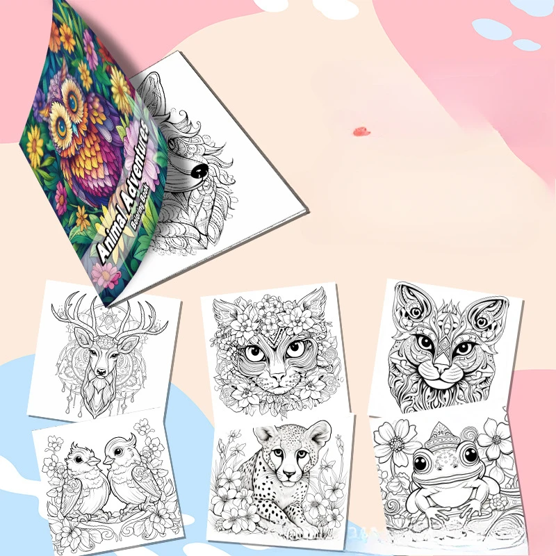 Animal Adventures Coloring Book Cute Line Art and Wildlife Illustrations Relaxing Adult Picture Book for Creative Coloring 3