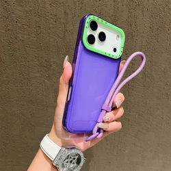 Vibrant Wrist Strap Lanyard Shockproof Clear Phone Case - iPhone 17 Pro Max (ZL)