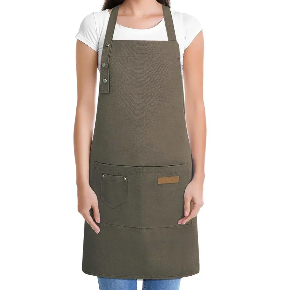 Customized Logo Adjustable Canvas Apron with Pocket