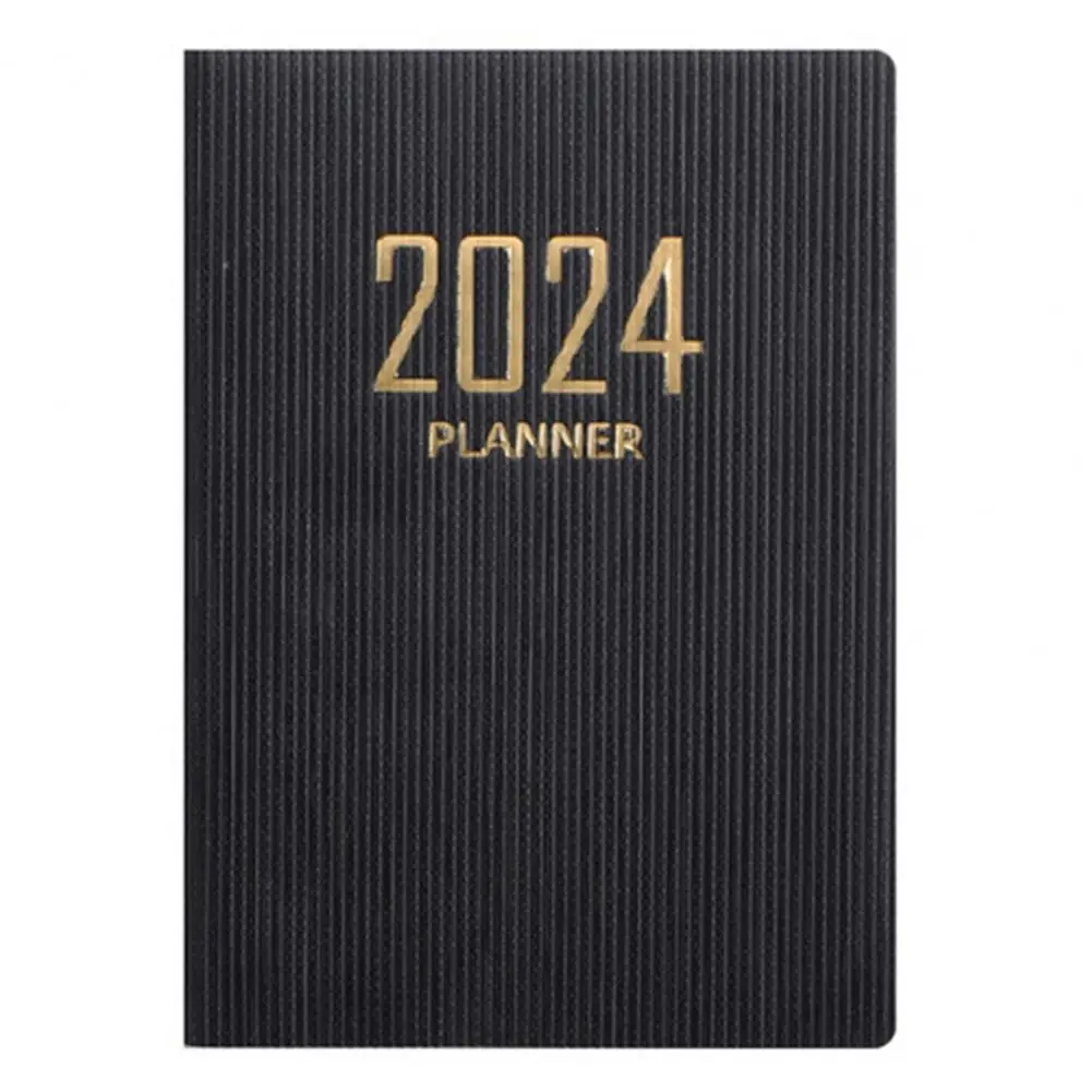 A7 2024 English Planner 2024 A7 Mini Journal Faux Leather Hardcover Ink-proof Paper 180 Pages Student Supplies for Pocket Diary