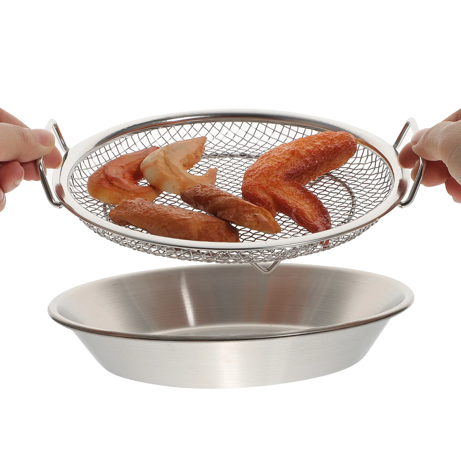 

Airfryer Baking Tray Drain Pan Barbecue Plate Stainless Steel Food Holder Snacks Storage Filter Convenient Fruits Dessert Dish