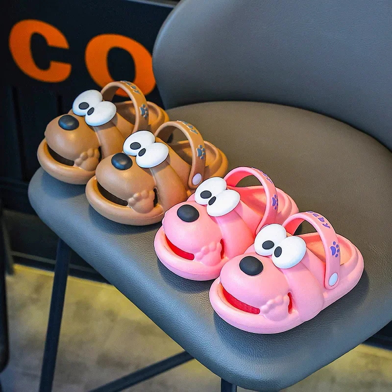 2025 Boys Girls Yellow Dog EVA Clog Shoes Soft Bottom Indoor Outdoor Anti-Slip Two-Way Wear Cute Sandals Adorable