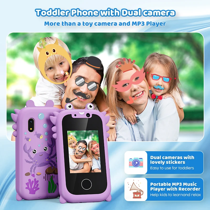 Kids Smart Phone Toys for Girls Christmas Gifts Touchscreen Toddler Learning Cell Toy Phone with Dual Camera Game Music Player 3