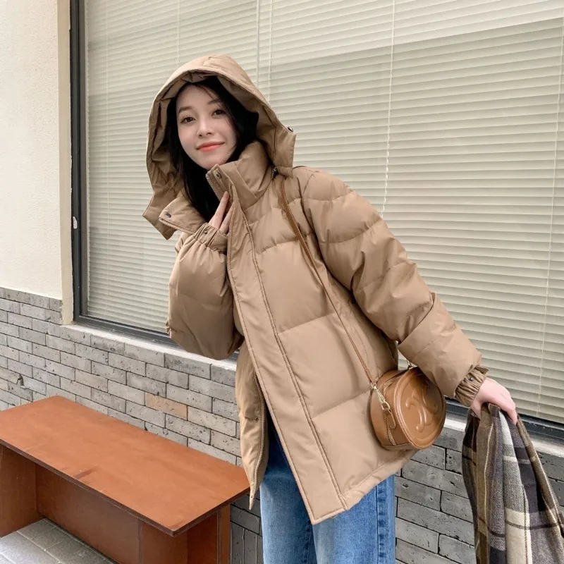 2023 New Women Down Jacket Winter Coat Female Loose Large Size Parkas Warm Thick Outwear Stand Collar Removable Cap Overcoat