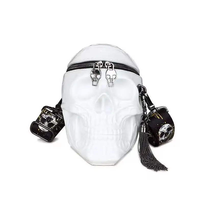 

New Silicone Dark Skull Funny Halloween Style Women's Bag with Tassel One Shoulder Crossbody Bag