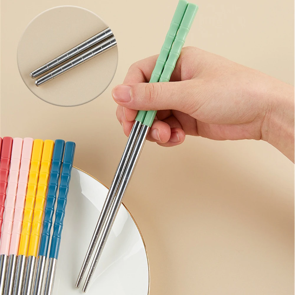 

Stainless Steel Chopsticks Food Grade Non-slip Food Chop Sticks Portable Heat-resistant Chinese Chopsticks Home Kitchen Tools